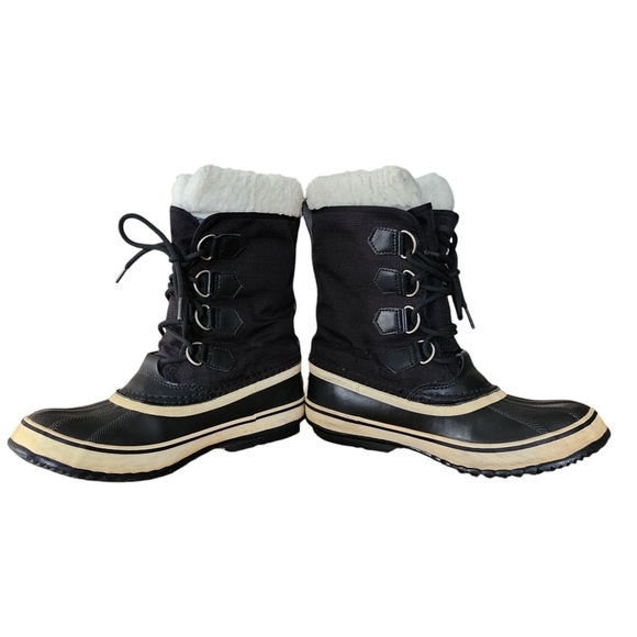 Sorel Women’s Winter Boots US 8 Waterproof Black Ivory Lace-Up - Picture 4 of 12